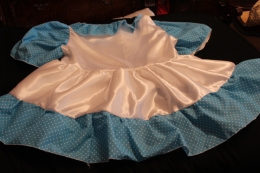 White Satin with Spotted Turquoise Dress 